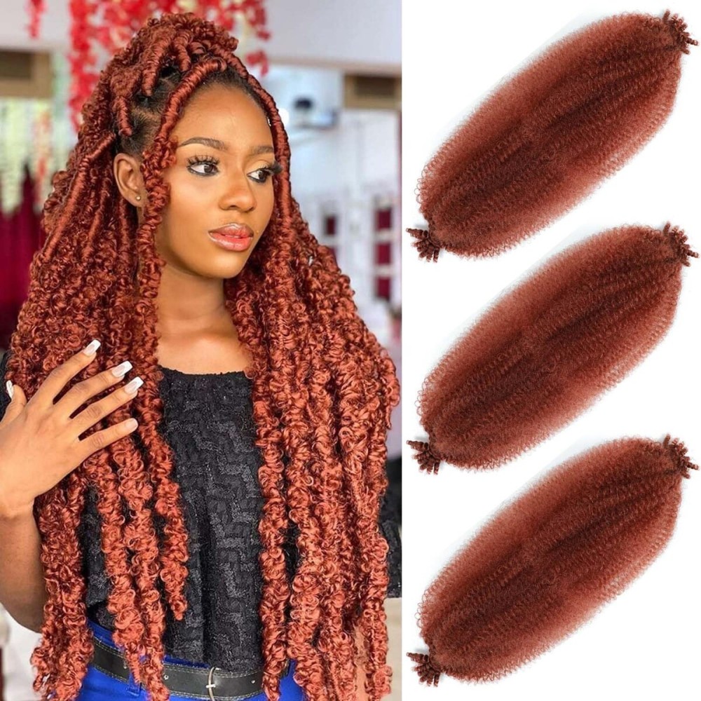 Afro Twist Hair 18 Inch 3 Packs, Springy Afro Twist Hair Pre Fluffed Spring Twist Hair Pre Separated Wrapping Hair for Soft Locs Hair Extensions (18 Inch (Pack of 3), 350)