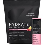 Sports Research Hydrate Electrolytes Powder Packets - Sugar-Free & Naturally Flavored with Vitamins, Minerals, and Coconut Water - Supports Hydration - 16 Packets - Raspberry Lemonade