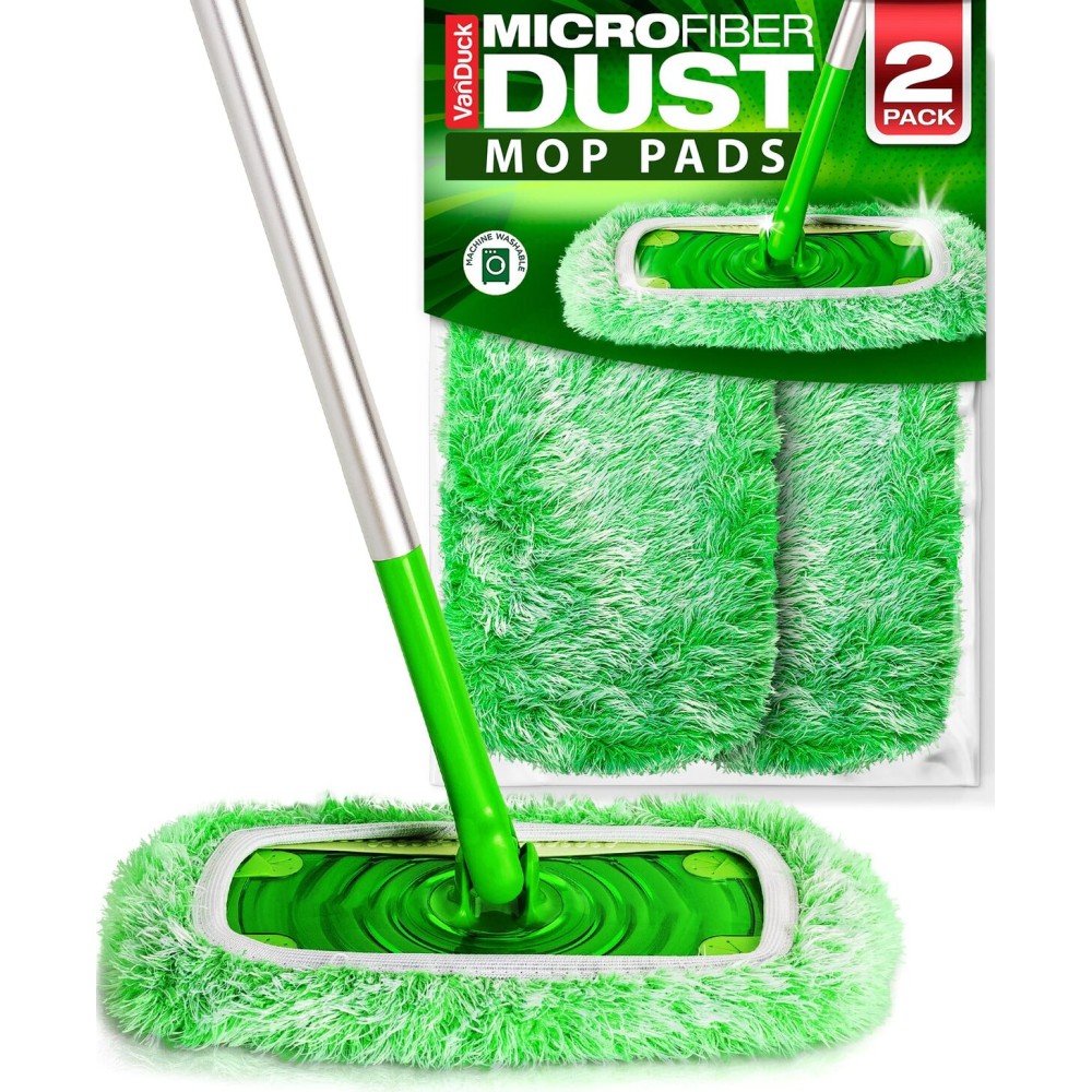 VanDuck Floor Duster Refill Compatible with Swiffer Sweeper Mop (2 Pack) - Microfiber Pet Heavy Duty Dry Cloth Refills - Reusable Mop Pad