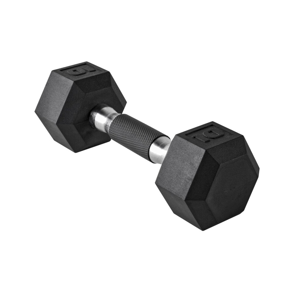 CAP Barbell 10 LB Rubber Coated Hex Dumbbell Hand Weight with Padded Grip - Single | Comfort Grip
