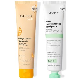 Boka Fluoride Free Toothpaste Nano Hydroxyapatite Toothpaste - Ela Mint, Orange Cream Flavor, 4 oz 2Pk US Manufactured