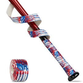 Gonex Bat Grip Tape for Baseball Softball, 1.1mm 40.16\'\' Pro Feel Full Adhesive Back Baseball Bat Grip, National Flag Wrap (1 Pack)