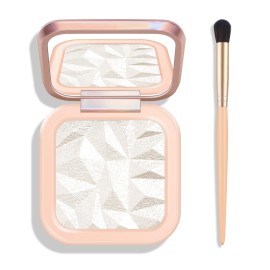 KYDA Face Highlighter Palette, High Glossy Pearl White Face Illuminator Palette, Natural Shimmer Smooth Baked Highlighter Makeup, Lasting Sparkling Baked Pressed Powder- PEARL