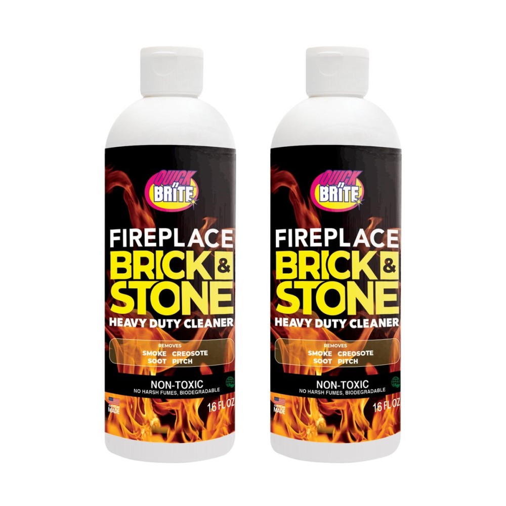 Quick \'n Brite Fireplace Gel Cleaner for Brick, Stone, Rock, Tile, and Marble, Nonabrasive Fireplace Cleaner, Made in the USA, 16 oz (Pack of 2)