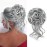 KETHBE Messy Bun Hair Piece Tousled Updo Hair Buns Extension Elastic Hair Band Hair Pieces Curly Hair Bun Scrunchie For Women (Black Mix Silver Gray)