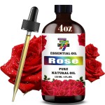 Rose Essential Oil (4 oz/120 ml) - Rose Oils for Aromatherapy, diffusers, humidifiers, Home fragrances, DIY Skincare, soap Making, DIY Candle, Relaxation, Yoga, and Meditation
