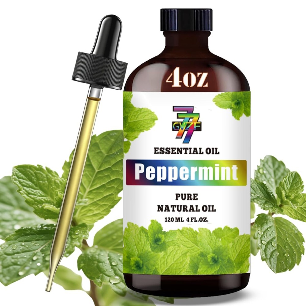 Peppermint Essential Oil (4 oz/120 ml) - Peppermint Oils for Aromatherapy, diffusers, humidifiers, Home fragrances, DIY Skincare, soap Making, DIY Candle, Relaxation, Yoga, and Meditation