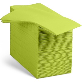 Linen-Feel Kiwi Paper Napkins - Decortive Cloth-Like Disposable Dinner Napkins - Soft And Absorbent Napkins for Thanksgiving, Party, Wedding, Bathroom Or Any Occasion. (Pack of 100)