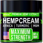 Hemp Cream Maximum Strength with Glucosamine, Arnica, Turmeric, MSM - Natural Hemp Oil Gel Rub - Fast Absorption, Non-Greasy - Advanced Formula - Formulated in USA - 4 FL OZ