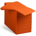 Linen-Feel Orange Paper Napkins - Decortive Cloth-Like Disposable Dinner Napkins - Soft And Absorbent Napkins for Thanksgiving, Party, Wedding, Bathroom Or Any Occasion. (Pack of 100)