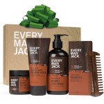 Every Man Jack Beard Essentials Gift Set for Men - Complete Routine with 5 Full-Size Products - Aged Bourbon Scent - Beard & Face Wash, Lotion, Oil, Butter & Comb