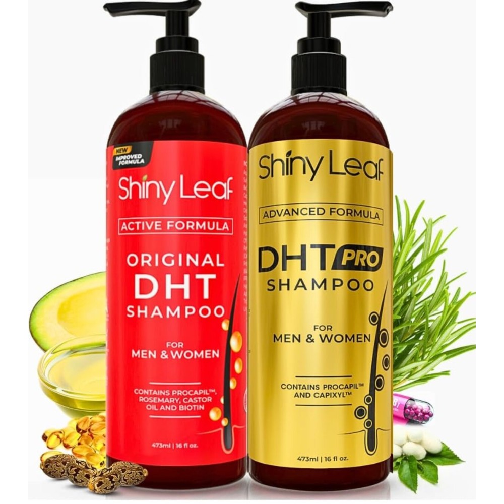 DHT Blocking Shampoo Bundle - Anti-Hair Loss Shampoos For Women and Men With Biotin, Procapil and Capyxil For Daily Use, 2 x 16 oz by Shiny Leaf