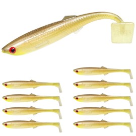 TRUSCEND Hand-Painted Soft Fishing Lures 10PCS, Paddle Tail Swimbaits, Fishing Lures for Bass Trout Crappie Walleye, Durable Plastic Bait for Bass Fishing, Shad Fishing Bait for Freshwater Saltwater