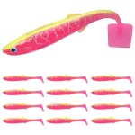 TRUSCEND Hand-Painted Soft Fishing Lures 12PCS, Paddle Tail Swimbaits, Fishing Lures for Bass Trout Crappie Walleye, Durable Plastic Bait for Bass Fishing, Shad Fishing Bait for Freshwater Saltwater