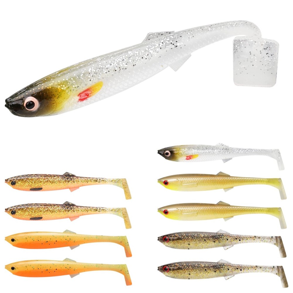 TRUSCEND Hand-Painted Soft Fishing Lures 10PCS, Paddle Tail Swimbaits, Fishing Lures for Bass Trout Crappie Walleye, Durable Plastic Bait for Bass Fishing, Shad Fishing Bait for Freshwater Saltwater
