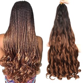 French Curly Braiding Hair 24 Inch 8 Packs - Pre Stretched Bouncy Braiding Hair- Loose Wavy Synthetic Hair Extensions For Black Women (24 inch 8 packs OT4/30)