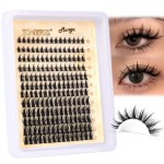 JIMIRE Wispy Lash Clusters Extensions 180Pcs Anime Eyelash Clusters D-Curly Manga Lashes Clusters Natural Look 8-16MM Cluster Eyelash Extensions Individual Lash Extension Pack