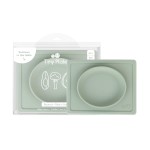 ezpz Tiny Plate (Sage) - 6 Months+ - 100% Silicone Suction Placemat + Plate for Infants - Fits on Most Highchair Trays - Baby Led Weaning Supplies