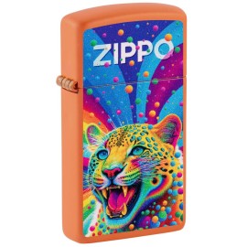 Zippo Leopard Design Slim Orange Matte Pocket Lighter