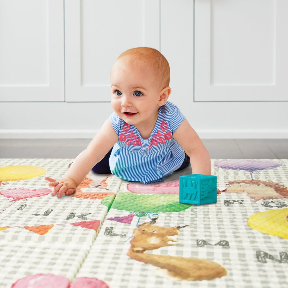 Toddleroo by North States - Superyard Folding ABC Animal Friends Baby Play Mat: Foldable Play Mat for Floors - Extra Large Playmat for Tummy Time - Indoor & Outdoor Use - 71 x 71 Inch