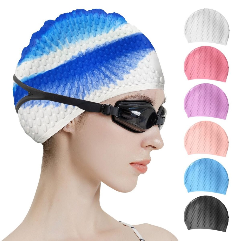 Tripsky Silicone Swim Cap,Comfortable Bathing Cap Ideal for Curly Short Medium Long Hair, Swimming Cap for Women and Men, Shower Caps Keep Hairstyle Unchanged