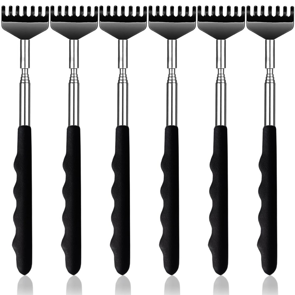 Yexixsr 6 Pack Back Scratcher Extendable Metal Portable Back Scratcher for Men Women Adults, Telescoping Back Massager with Rubber Handles, Stocking Stuffers Gadgets