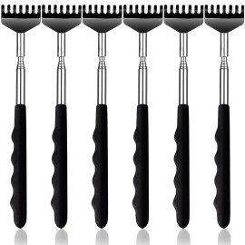 Yexixsr 6 Pack Back Scratcher Extendable Metal Portable Back Scratcher for Men Women Adults, Telescoping Back Massager with Rubber Handles, Stocking Stuffers Gadgets