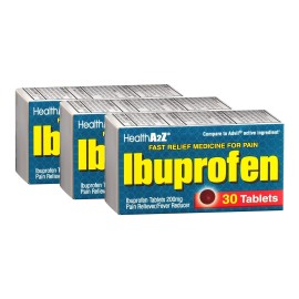HealthA2Z Ibuprofen 200mg | Pain Relief | Body Aches | Headache | Arthritis | Cramps | Back Pain | Fever Reducer (30 Counts (Pack of 3))