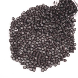 Vlasy 600Pcs 4mm Silicone Lined Micro Ring Beads for Hair Extensions 5Colors Apply (600Pcs Brown)