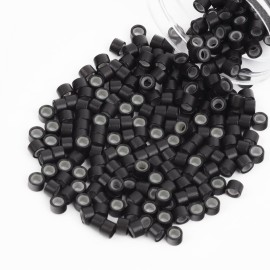 Vlasy 200Pcs 4mm Silicone Lined Micro Ring Beads for Hair Extensions 5Colors Apply (200Pcs Dark Brown)