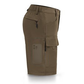 Hiauspor Men\'s Hiking Cargo Shorts 9/10 Quick Dry Lightweight Waterproof for Golf Tactical Fishing Casual with 6 Pockets (Brown, 32)