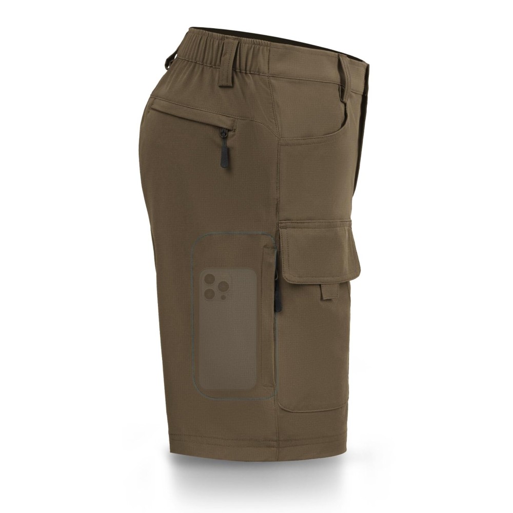 Hiauspor Men\'s Hiking Cargo Shorts Big and Tall 10 Quick Dry Lightweight Waterproof for Golf Tactical Fishing Casual (Brown, 48)