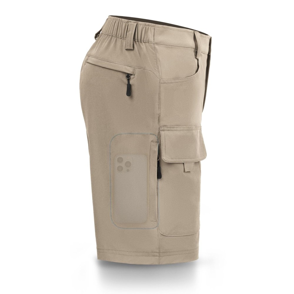 Hiauspor Men\'s Hiking Cargo Shorts 9/10 Quick Dry Lightweight Waterproof for Golf Tactical Fishing Casual with 6 Pockets (Camel, 32)