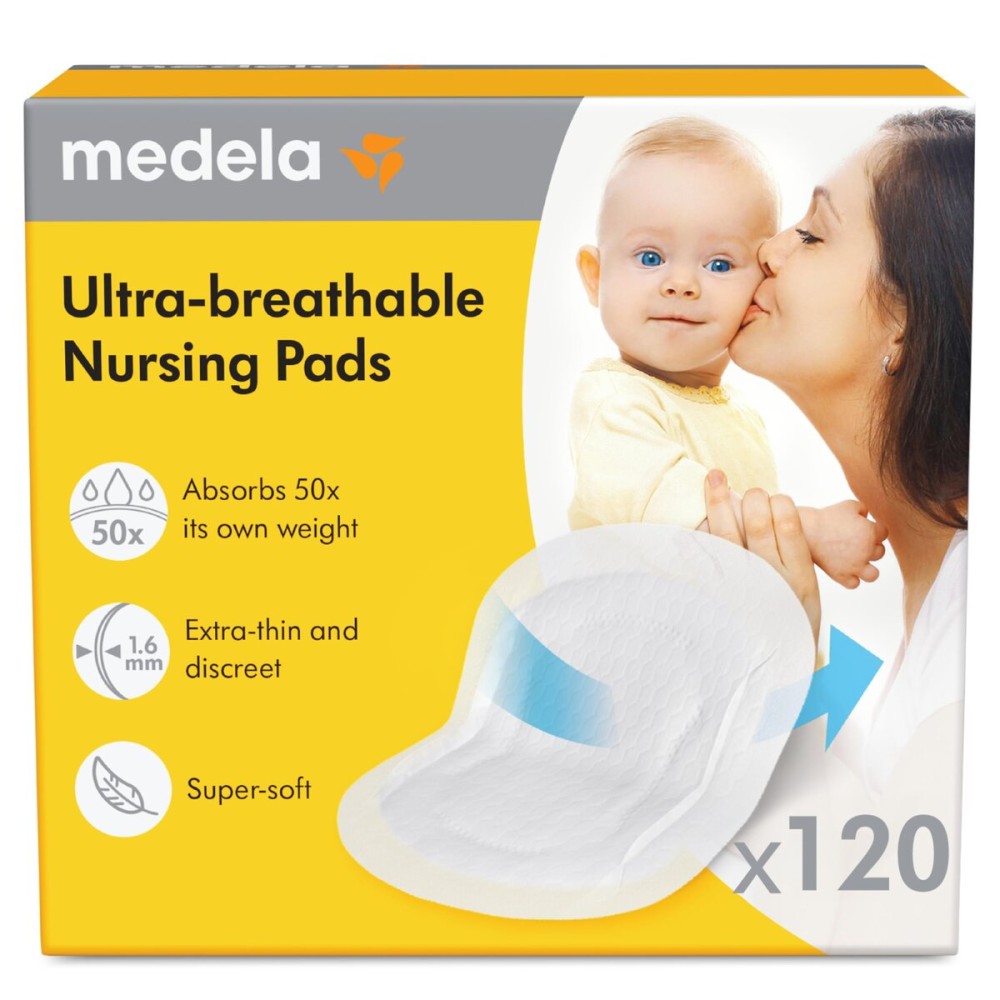 Medela Ultra-Breathable Nursing Pads, Highly Absorbent, Super Soft, Discreet Design for Comfortable Wear, Pack of 120
