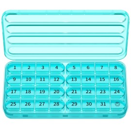 Zoksi Monthly Pill Organizer 1 Times a Day, 30 Day Pill Box Organizer,One Month Pill Case for Travel, 31 Day Daily Medcine Container for Vitamins, Supplement & Medication(Cyan)