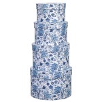 Briful Round Gift Boxes with Lids 4PCS Blue Flower Print Gift Box for Presents Nesting Assorted Sizes Present Boxes for Christmas Birthday Valentines Party Gift Wrap