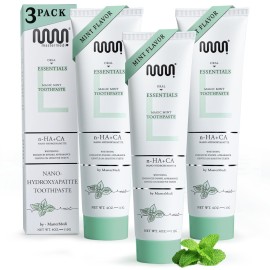 MasterMedi Nano Hydroxyapatite Whitening Toothpaste with Xylitol - Fluoride & SLS Free, Remineralizing Formula for Sensitive Teeth, Enamel Repair & Strength, Magic Mint, 4 oz (Pack of 3)