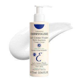 Embryolisse Lait Creme Fluid+ Face & Body Cream. Natural Lightweight Moisturizer for All Skin Types. Hydrating Lotion with Shea Butter & Aloe Vera, 2.54 Fl Oz
