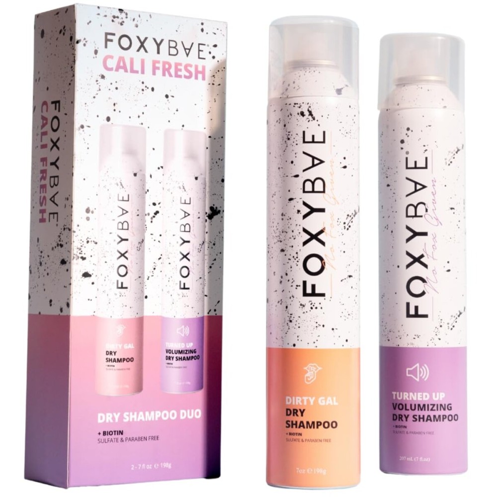 FoxyBae Dry Shampoo Duo Kit - with Biotin - Dirty Gal and Turned Up - Refreshes, Volumizing, Absorbs Oil - for All Hair Types - 2 x 7 Fl Oz