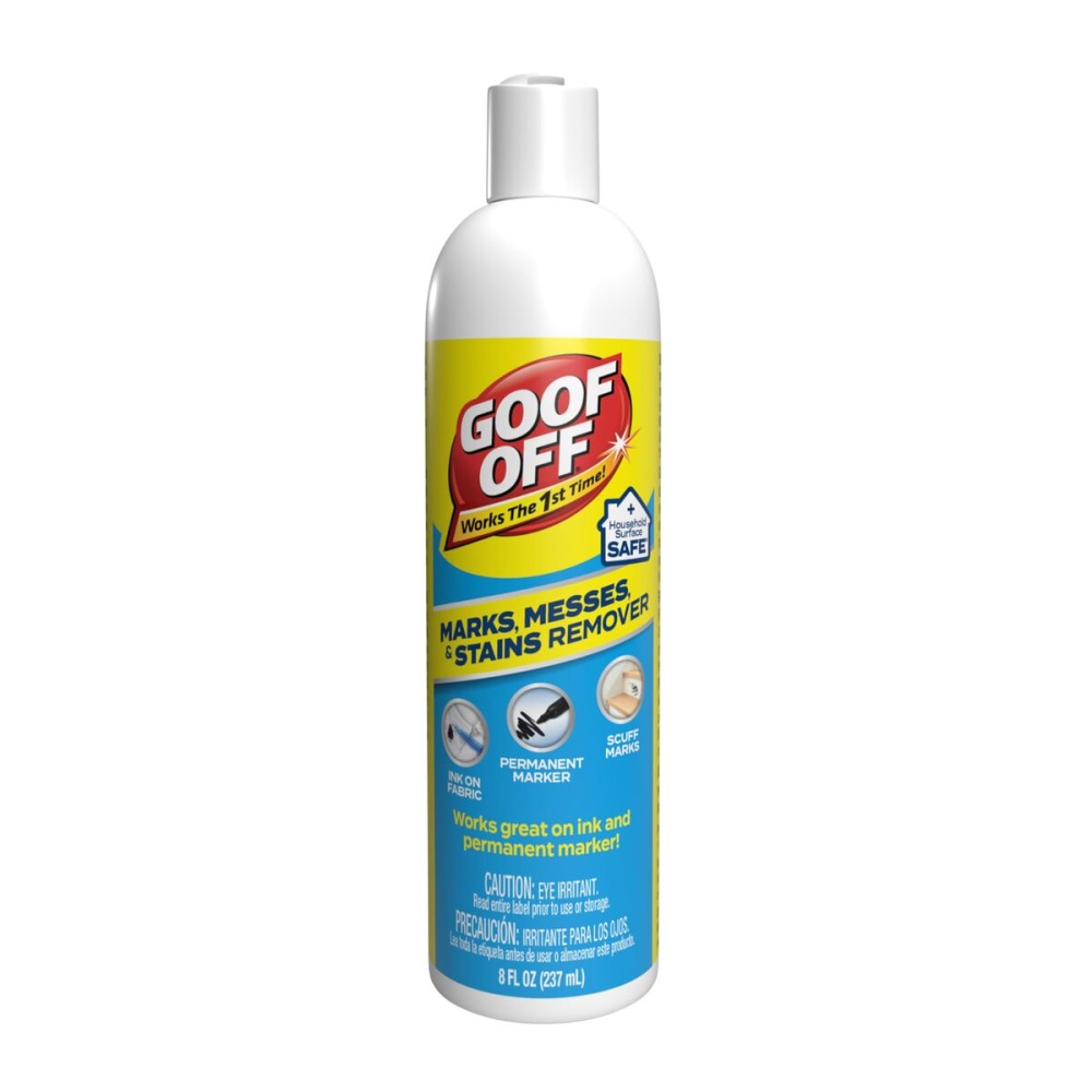 Goof Off Marks, Messes & Stains Remover, 8 fl. oz. Spray, Household Surface Safe, Removes Spots and Stains from Plastics, Fabric, and Clothing, Ideal for Households with Kids