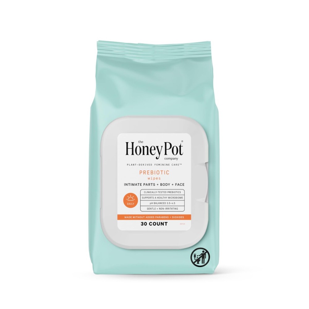 The Honey Pot Company - Prebiotic Feminine Wipes - Daily PH Balancing, Fragrance & Sulfate Free Wipes for Intimate Parts, Body, or Face - Hygiene Products - 30 ct.