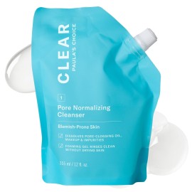 Paula\'s Choice CLEAR Pore Normalizing Cleanser Refill Pouch, Salicylic Acid Daily Face Wash for Acne, Blackheads, Large Pores & Redness, 12 Fl Oz