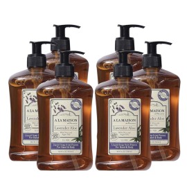 A LA MAISON Lavender Aloe Natural Hand Wash Made with Essential Oils - Biodegradable, Plant-Based, Vegan, Cruelty-Free 16.90 Fl Oz (Pack of 6)