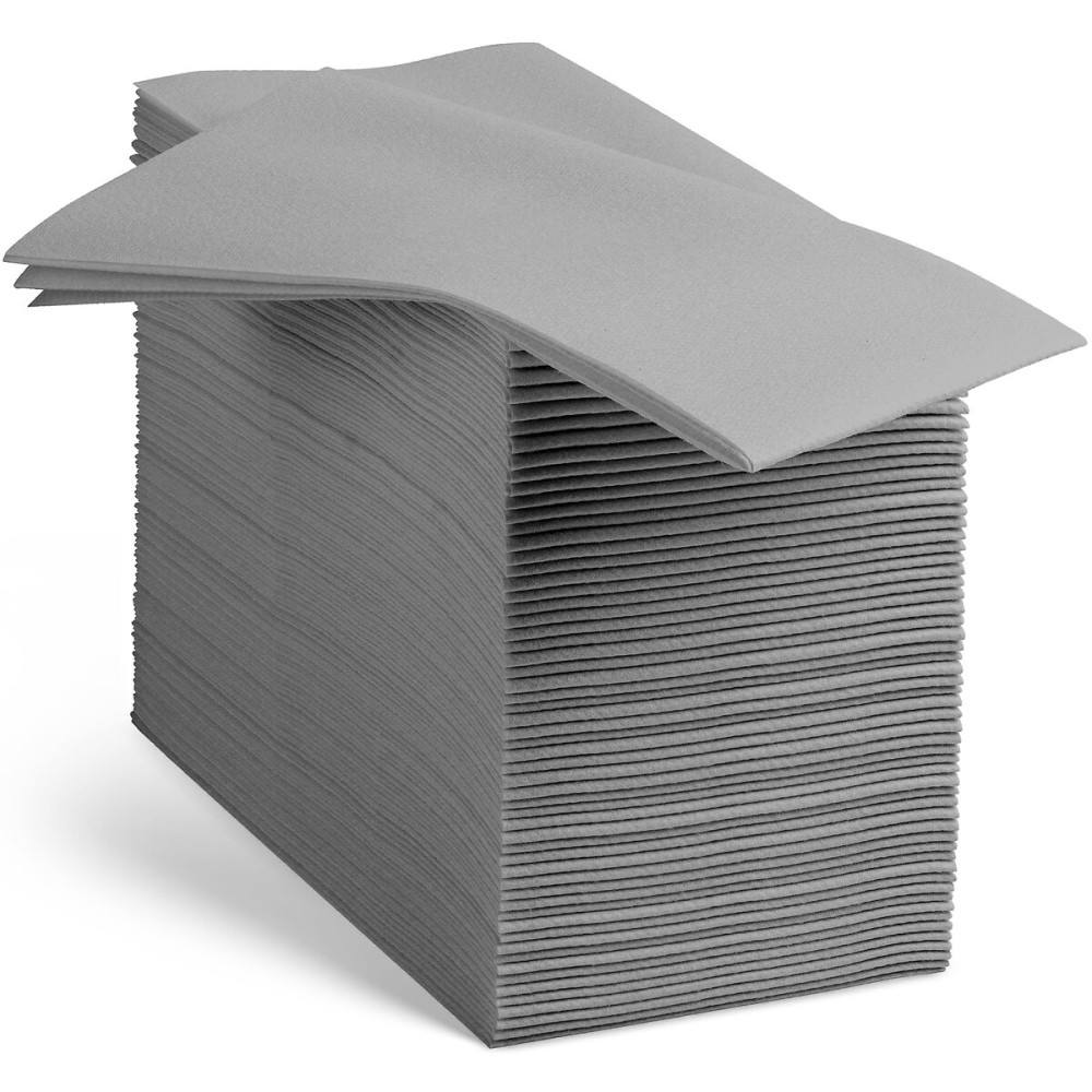 Linen-Feel Grey Paper Napkins - Decorative Cloth-Like Disposable Dinner Napkins - Soft And Absorbent Napkins for Thanksgiving, Party, Wedding, Bathroom Or Any Occasion. (Pack of 100)