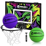 AND1 Over The Door Mini Basketball Hoop: 18x12 Shatterproof Backboard, 2 Mini Basketballs, and Hand Pump Included- Ultimate Indoor Basketball Accessory for Kids and Adults, No Tools Required