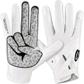 Grip Boost Football Gloves - Peace Stealth 6.0 Boost Plus Sticky Technology - Adult and Youth Football Gloves for Wide Receiver - Men\'s and Boys Sizes (White/Black, XX-Large)