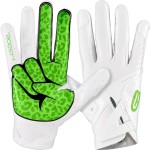 Grip Boost Football Gloves - Peace Stealth 6.0 Boost Plus Sticky Technology - Adult and Youth Football Gloves for Wide Receiver - Men\'s and Boys Sizes (White/Lime, Medium)