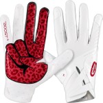 Grip Boost Football Gloves - Peace Stealth 6.0 Boost Plus Sticky Technology - Adult and Youth Football Gloves for Wide Receiver - Men\'s and Boys Sizes (White/Crimson, X-Large)