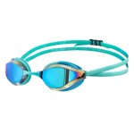 ARENA Unisex Adult Python Racing Swim Goggles for Men and Women Anti-Fog Mirror Lens Max Comfort Dual Strap, Turquoise/Water/Blue Cosmo