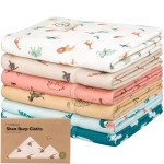 Organic Burp Cloths Baby Boy, Girl - 6-Pack Large Cotton Burping Cloths for Babies, Spit Up Rags, Super Absorbent, Ultra Soft Newborn Rag, Gender Neutral, Machine Washable, Durable (Wildscape)